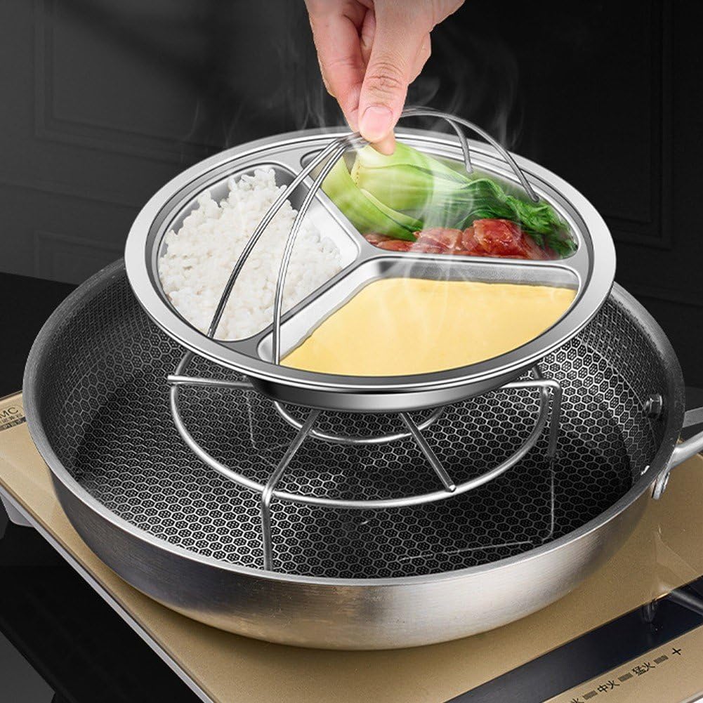 Amazon｜ステンレス製蒸し器バスケット ハンドルセパレーター付き 蒸し